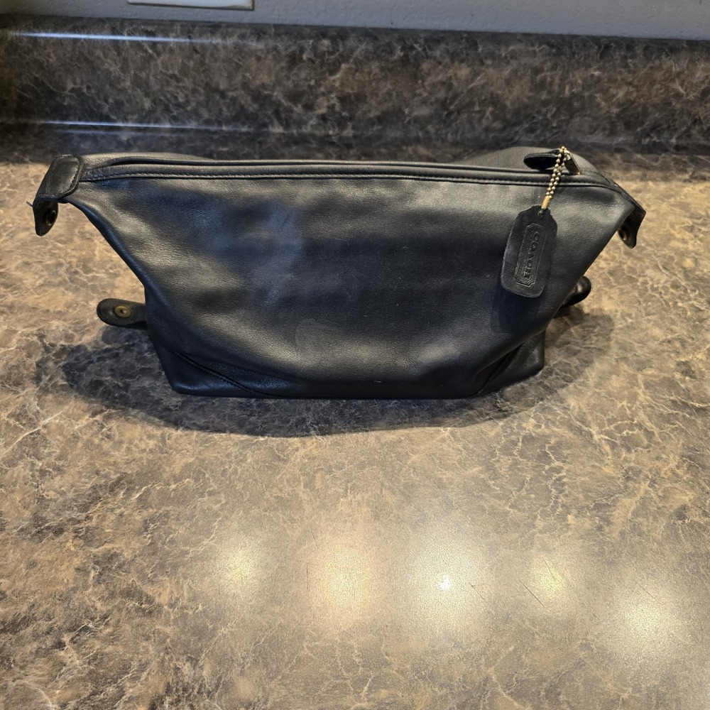 Truly Vintage Coach Mens Black Glove Tanned Leather Accessory Travel Pouch - Picture 2 of 9